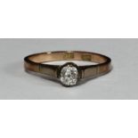 An 18ct gold solitaire diamond ring, Victorian cushion-cut, estimated 0.25 carats, 2.43 grams