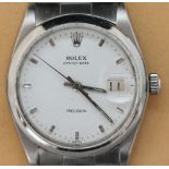 A gents stainless steel, manual wind Rolex Oyster Date Precision wristwatch, model 6694, c.1960, the