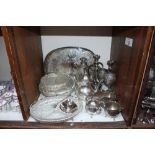 SECTION 32. Silver-plated wares including three various glass and silver-plated hors d'oeuvre