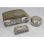 A silver jewellery box, Birmingham, 1905, maker's mark of Horton & Allday, together with two various