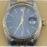 A gents yellow Rolesor automatic Rolex Oyster Perpetual Datejust wristwatch, model 1601/3, c.1979,