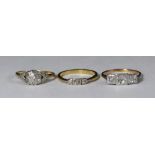 Three various 18ct gold and diamond rings (af), 7.66g