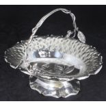 A Hukin & Heath silver-plated oval fruit basket, with crimped bark 'effect' rim and foliate embossed