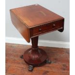 19th century mahogany worktable of rectangular form with drop-leaves and single freeze drawer, on