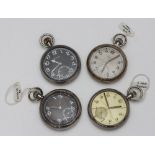 Four assorted open-faced military pocket watches comprising an example by Moeris, a Doxa and a