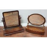 Two various 19th century mahogany platform toilet mirrors, (af)