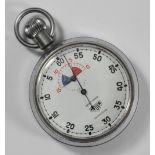 A Heuer Yacht-Timer white metal cased stopwatch, with white dial, Arabic numerals, red and blue