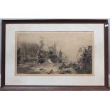 William Lionel Wyllie RA (1851-1931) The Battle of Trafalgar, etching, signed in pencil, mounted and