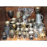 SECTION 55. A large quantity of various silver-plated trophies, tankards and a pair of pewter