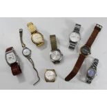 Eight assorted wristwatches comprising a ladies stainless steel Bulova Accutron and examples by