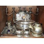 SECTION 52. Silver-plated wares including a large Orient Line tureen and cover, condiment pot made