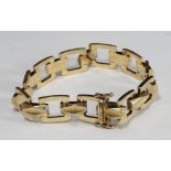 A 14ct gold bracelet of open square links, 21.4 grams