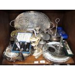 SECTION 42. Silver-plated wares including cake stands, spoons, pair of oyster shaped butter dishes