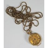 A small 18ct gold cased open-faced pocket watch by Adphonse & Co. the gilt dial with Roman