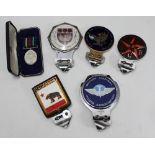 Five various car club badges, including Guild of Air Pilots and British Medical Pilots together with