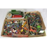 A large quantity of toy soldiers and animals, some lead, together with a small box of Meccano and