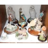 SECTION 24. Eleven assorted ceramic figures of birds and houses including a pair of owls by