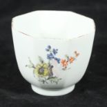 A Chelsea 'Raised Anchor' period octagonal porcelain teabowl, decorated in polychrome enamels with