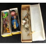 Two boxed Pelham puppets Clown & Witch together with a boxed skeleton puppet (3)