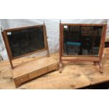 A 19th century mahogany platform toilet mirror with three-drawer base and another 19th century