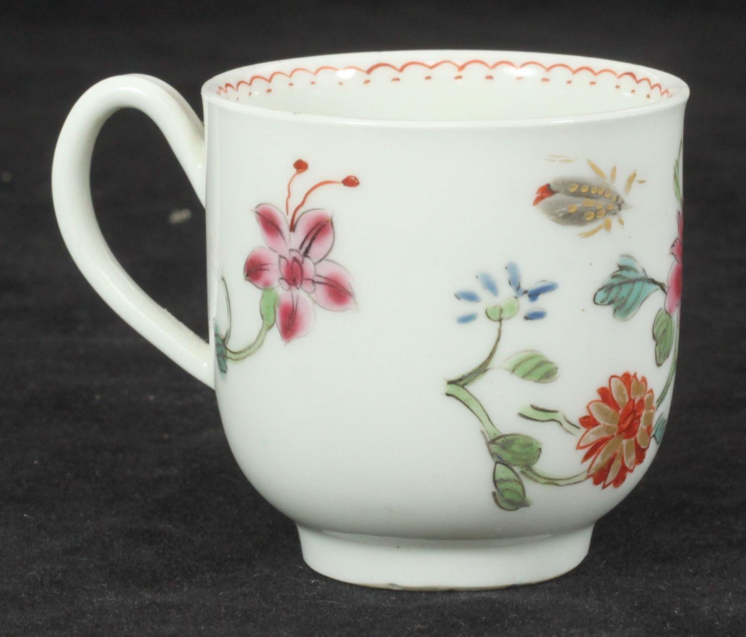 A Liverpool Christians coffee cup painted in polychrome enamels with the 'Harvest Bug' pattern - Image 2 of 4