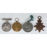 Three WWI war medals, 'Pip, Squeak and Wilfred', awarded to '17686 PTE. J. POULTON. R.A.M.C',