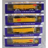 Four boxed Dapol Model Railways '00' gauge BHspec 856C IOA yellow Wagons, vgc