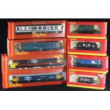 Hornby and Hornby Railways '00' boxed, comprising 3x locomotives, 1x SR 3rd Coach, and 4x goods