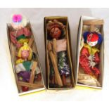 Four Pelham puppets including a clown and an oriental lady etc. three in original boxes