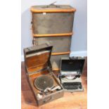 A Columbia Viva-Tonal Grafonola portable gramophone No. 220, together with a cased Oliver typewriter