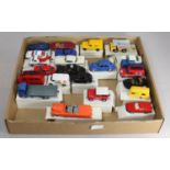 Thirteen Corgi scale model cars including Wimpy Van, London Taxi, AA Landrover, together with a