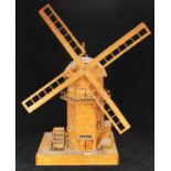 A scratch built matchstick windmill and watermill, with crank handle operating functions and