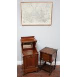 An Edwardian walnut and cross banded bedside coal purdonium with raised mirrored back, Chiesman