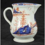 A William Ball Liverpool Porcelain 'sparrow beak' cream jug decorated with a 'man on a bridge' in