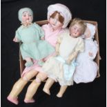 Ten various dolls including Armand Marseille numbers 351/3k, 390 1 1/2 & 995 1, a black plastic