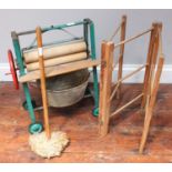 WITHDRAWN A Tri-ang mangle and laundry set, including mop, bucket and clothes horse etc.