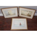 Alan Whitehead (b.1952) Three coastal landscape studies with boats, signed, watercolours, all