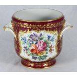 A 19th century French porcelain ice pail or fruit cooler, possibly Paris, of circular pedestal