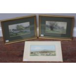 William Evans Linton RWS (1878-1941), Three various landscape studies including one with ponies, all