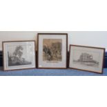 After George Morland, two sepia toned lithographs, 'figures with horse-drawn cart' and 'The Farm