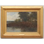 George Vicat Cole (1833-1893) Oil on canvas, riverside landscape, signed, held in gilt frame,