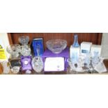 A collection of assorted glasswares including Caithness vases, Edinburgh crystal, glass ornaments,