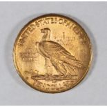 A 1910 Gold Ten Dollar Coin, Indian Head obverse, Eagle Reverse, approx. 17g