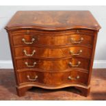 An 18th Century design mahogany serpentine fronted chest of drawers, with 4 long drawers and