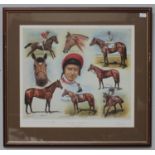 A set of three limited edition prints, Lester Piggotts famous mounts, framed and glazed, 50x56cm