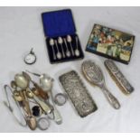 An art nouveau silver-backed hairbrush and clothes brush set, Birmingham, 1903, together with a