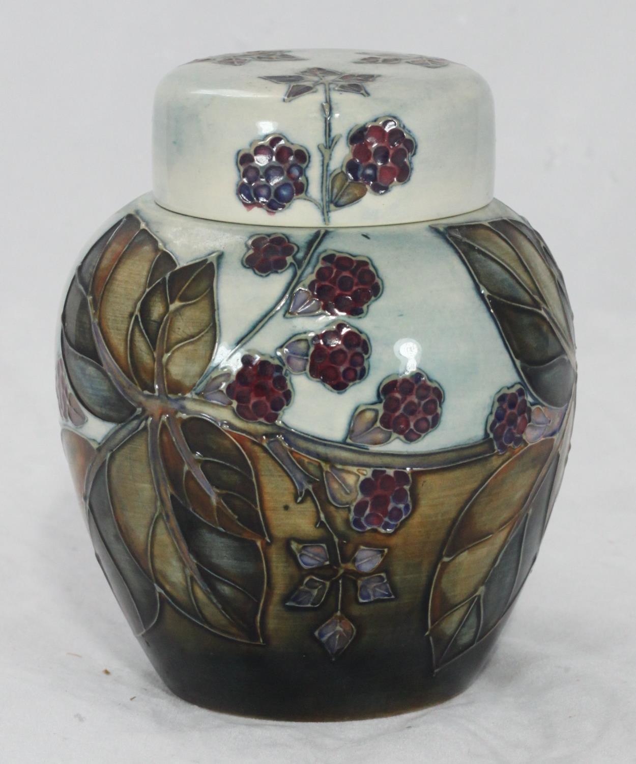 A Moorcroft pottery ginger jar and cover in the 'Bramble' pattern designed by Sally Tuffin, the base - Image 2 of 3