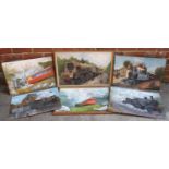 R. E. Lord (20th century) Seven assorted steam railway related studies including maintenance