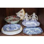 SECTION 36. Various pottery including Pearlware, reproduction Ironstone bowl, Oriental blue and