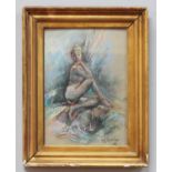 Michael D'Aguilar (B.1924) pastel portrait of a nude female, framed and glazed, 35x25